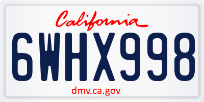 CA license plate 6WHX998