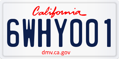 CA license plate 6WHY001