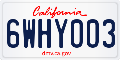 CA license plate 6WHY003
