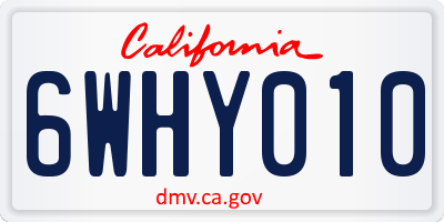 CA license plate 6WHY010