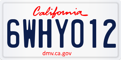 CA license plate 6WHY012