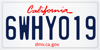 CA license plate 6WHY019