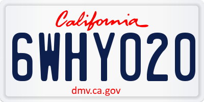 CA license plate 6WHY020