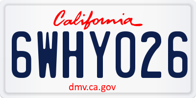 CA license plate 6WHY026