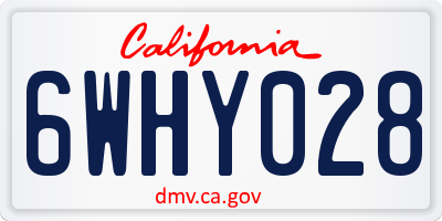 CA license plate 6WHY028