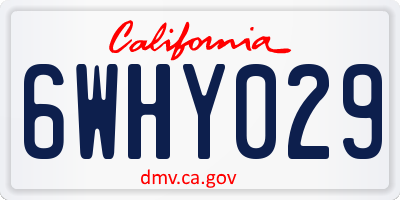 CA license plate 6WHY029