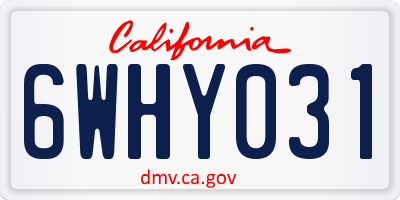 CA license plate 6WHY031