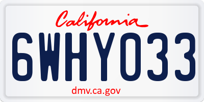 CA license plate 6WHY033