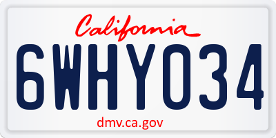 CA license plate 6WHY034