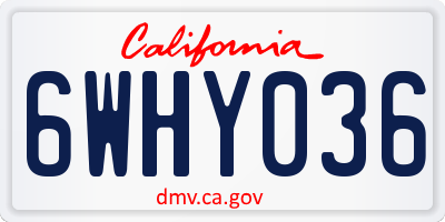 CA license plate 6WHY036