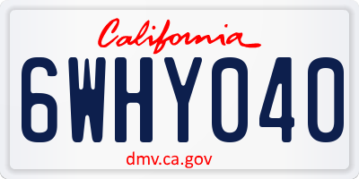 CA license plate 6WHY040