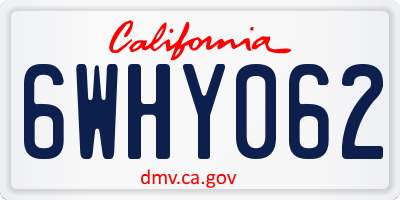 CA license plate 6WHY062