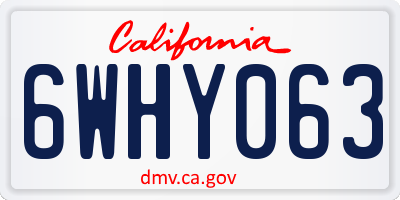 CA license plate 6WHY063