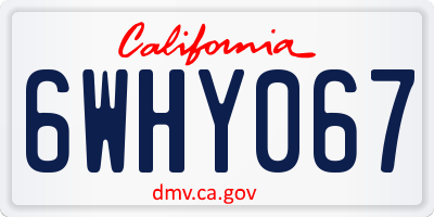 CA license plate 6WHY067