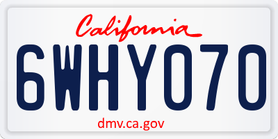 CA license plate 6WHY070
