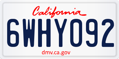 CA license plate 6WHY092