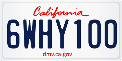 CA license plate 6WHY100