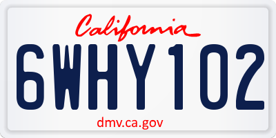 CA license plate 6WHY102