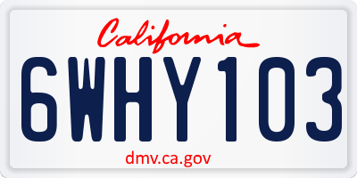 CA license plate 6WHY103
