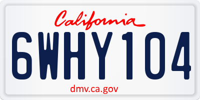 CA license plate 6WHY104