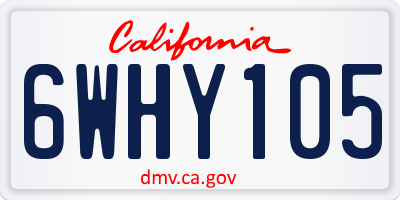 CA license plate 6WHY105