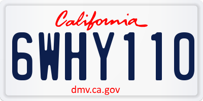 CA license plate 6WHY110