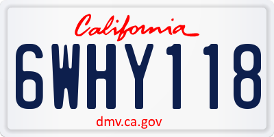 CA license plate 6WHY118
