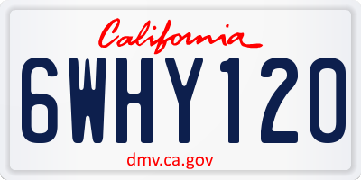 CA license plate 6WHY120
