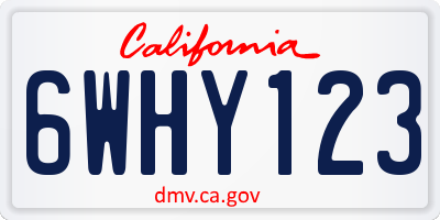 CA license plate 6WHY123