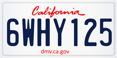CA license plate 6WHY125