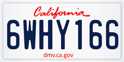 CA license plate 6WHY166