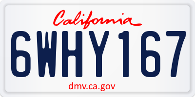 CA license plate 6WHY167