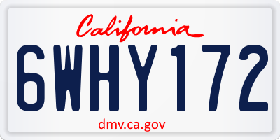 CA license plate 6WHY172