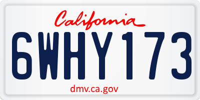 CA license plate 6WHY173