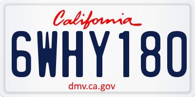 CA license plate 6WHY180