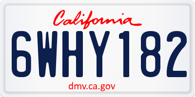 CA license plate 6WHY182