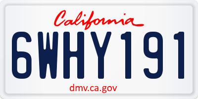CA license plate 6WHY191