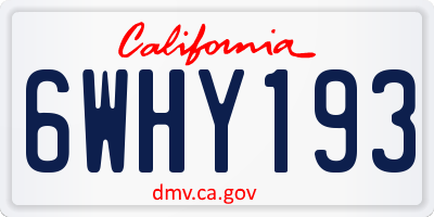 CA license plate 6WHY193