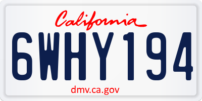 CA license plate 6WHY194