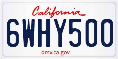 CA license plate 6WHY500