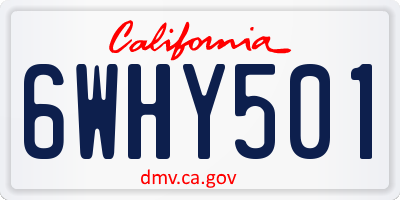 CA license plate 6WHY501