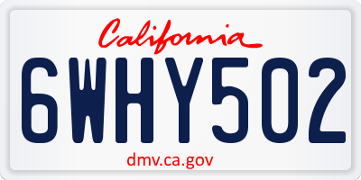 CA license plate 6WHY502