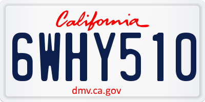 CA license plate 6WHY510