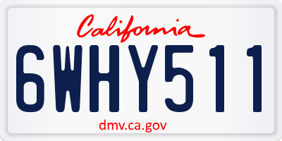 CA license plate 6WHY511