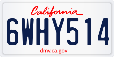 CA license plate 6WHY514