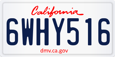 CA license plate 6WHY516