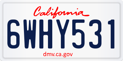 CA license plate 6WHY531