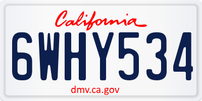 CA license plate 6WHY534