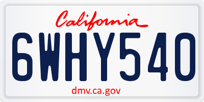 CA license plate 6WHY540