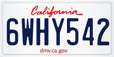 CA license plate 6WHY542